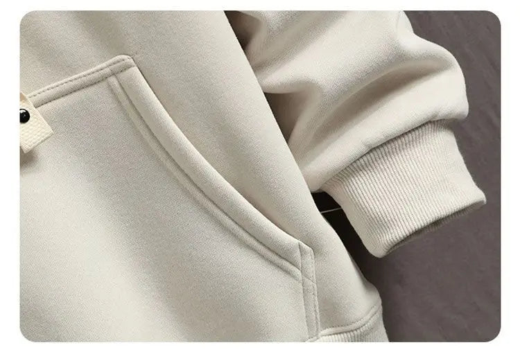 Men s Hoodie With Solid Color Printed Letters Double Layered Thick Hoodie Young People Autumn Winter