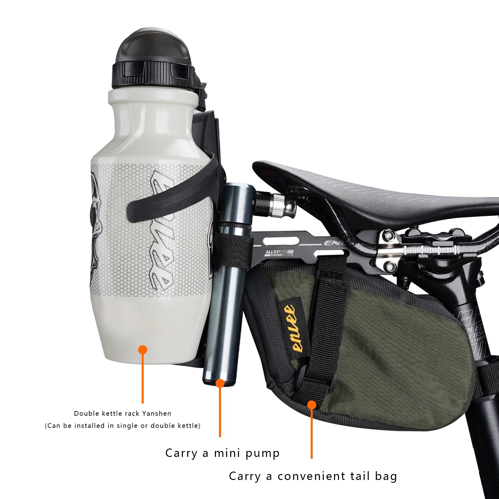 Enlee Double Cup Fiets Waterfleshouder Zadelverlenging Houder Fietsen