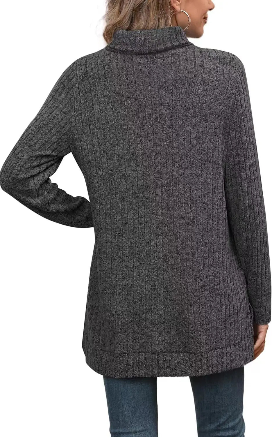 Effen herfst dames oversized coltrui truien lange mouwen