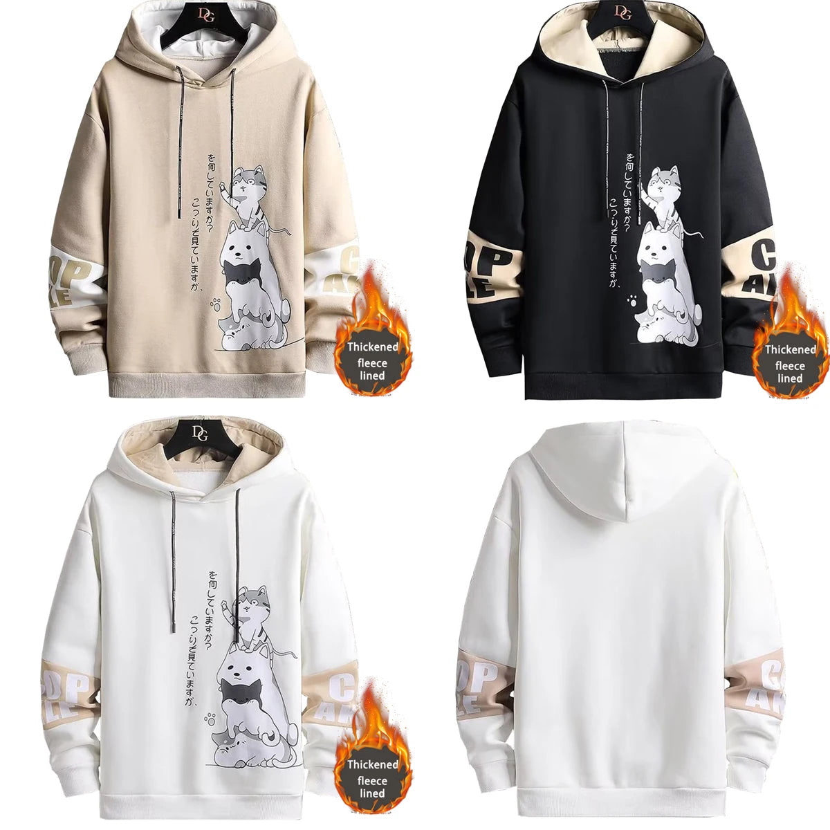 Men s Hooded Sweatshirt With Printed Pattern Thickened Fleece Hoodie Youth Autumn Winter Couple