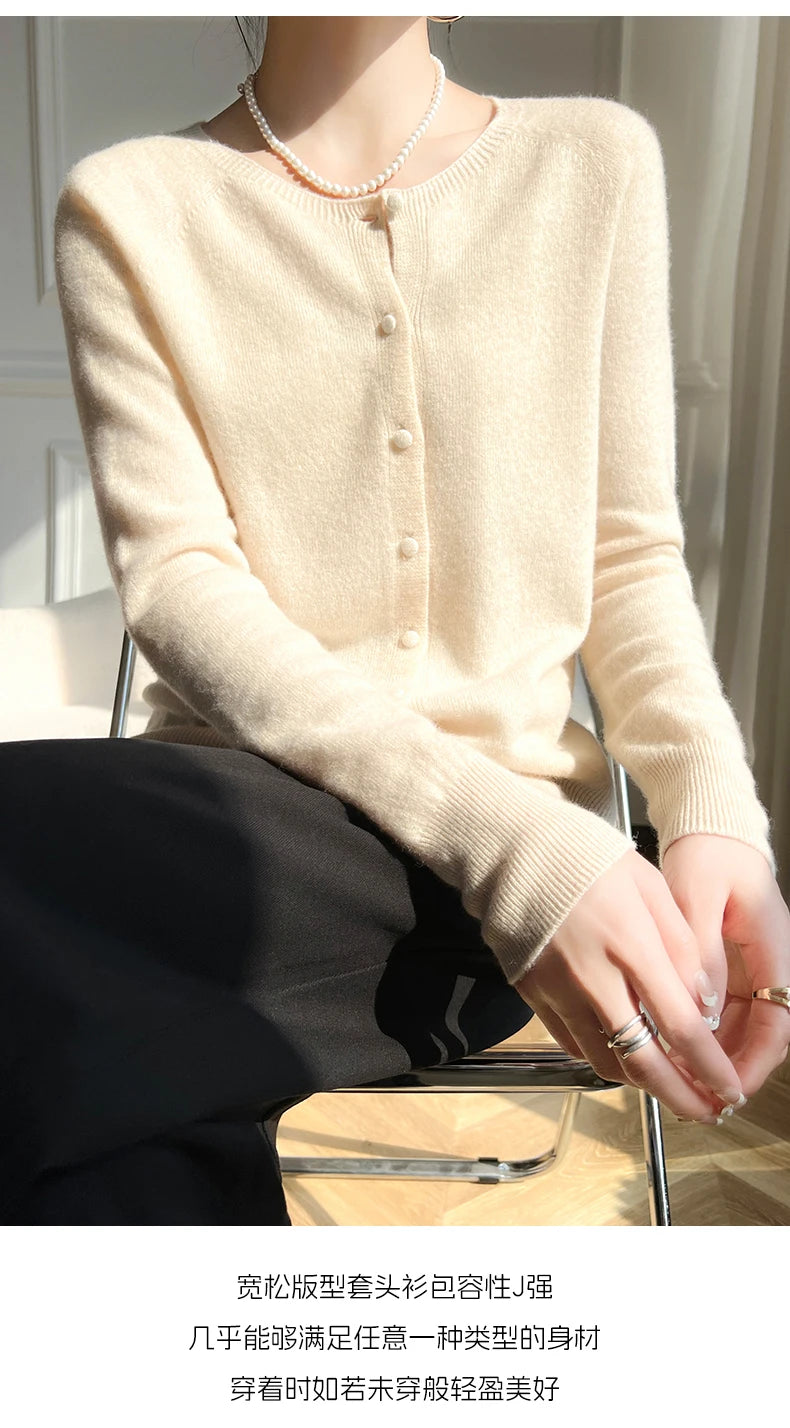 Женские кардиганы WinvyNee из 100% шерсти, свитер, однотонные, повседневные, тёплые, верхняя одежда, трикотаж