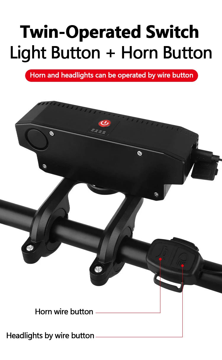 5 8 LED Fiets Koplamp USB Oplaadbaar 130dB Fietshoorn Gemakkelijk te gebruiken