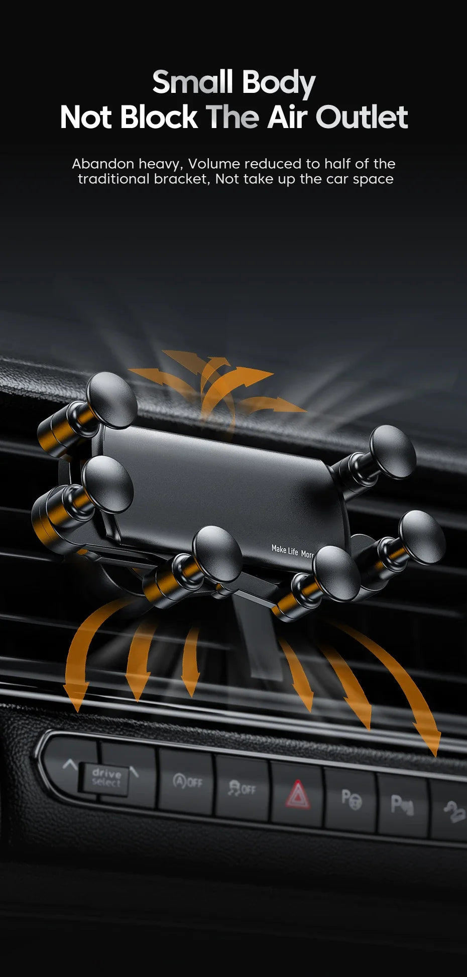 Universele 6-punts stevige opvouwbare autotelefoonhouder Gravity autohouder voor telefoon in