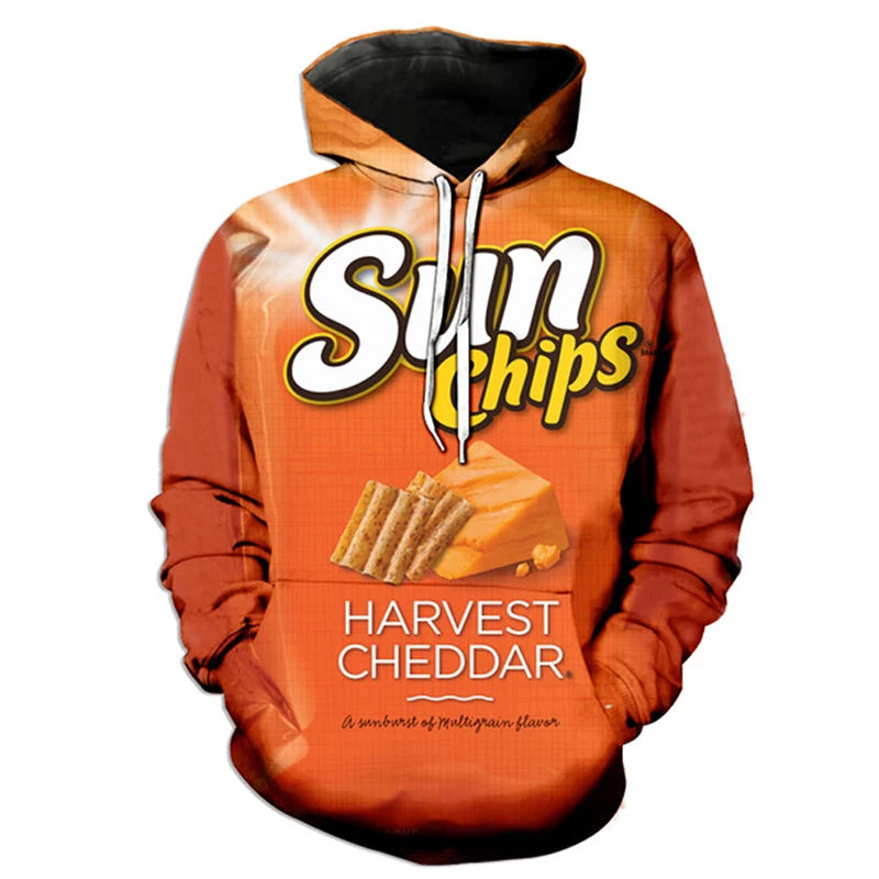 Cheetos Snack Hoodeis Men Fashion Funny 3D Printed Long Sleeve Sweatshirts Women Casual Harajuku Hip