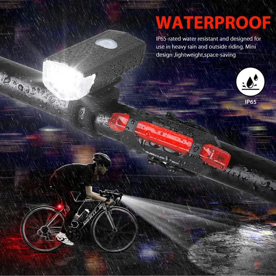 USB LED oplaadbare fietsverlichtingsset MTB racefiets voor- en achterkoplamp