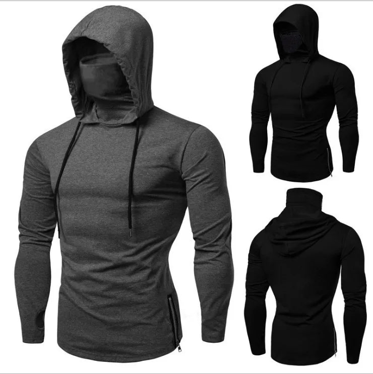 Embroidery Turtleneck Sweatshirt For Men Japanese Ninja Hoodies Autumn Hip Hop