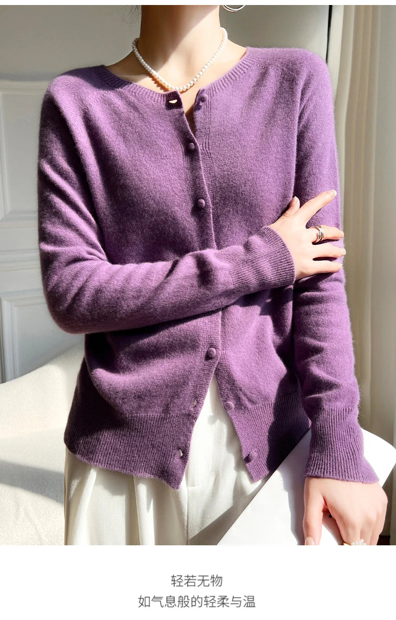 Женские кардиганы WinvyNee из 100% шерсти, свитер, однотонные, повседневные, тёплые, верхняя одежда, трикотаж