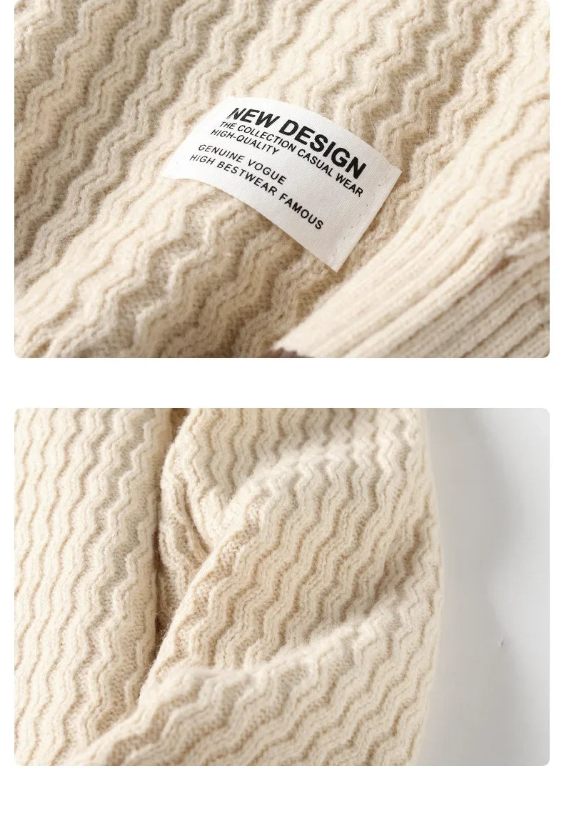 Thickened Loose Men s Knitted Sweater Autumn Winter High Collar Cable Knit Casual Outerwear Base