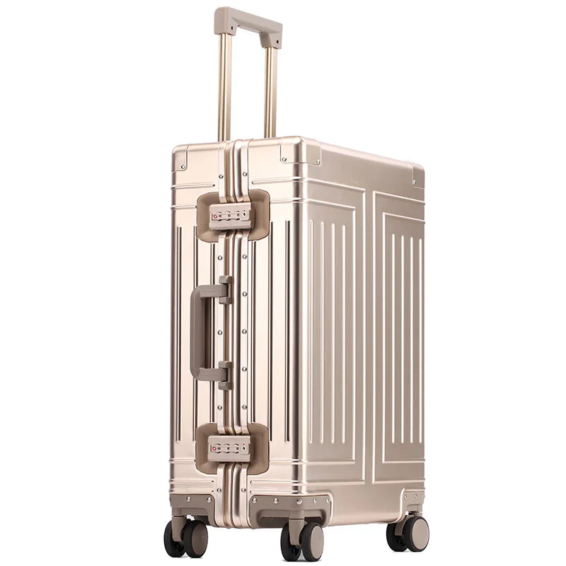 20 24 26 30 Inch Aluminum Trolley Suitcase Waterproof Metallic Cabin Luggage