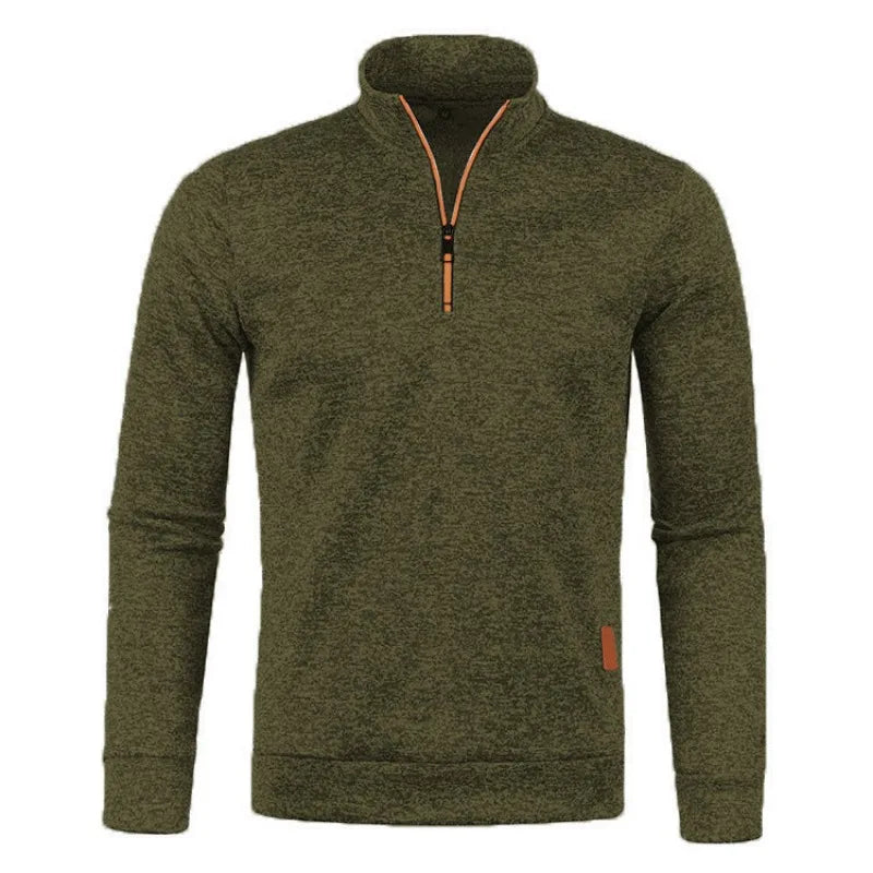 Autumn Men s Half Zipper Sweatshirts Long Sleeve Solid Color Pullover Turtleneck
