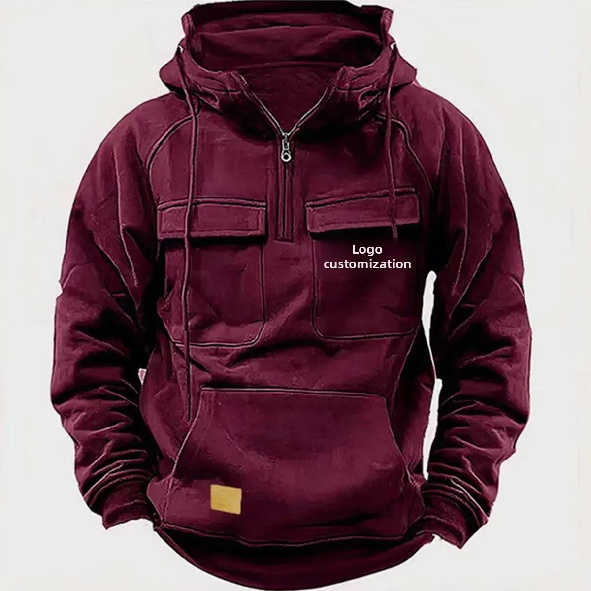 Men s Hoodie Sweatshirt Autumn Winter European Size Multi Pocket Customizable