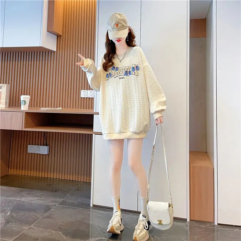 Hoodie Women s Korean Version Loose and Versatile Jacquard Design Lazy Style Thin Jacket