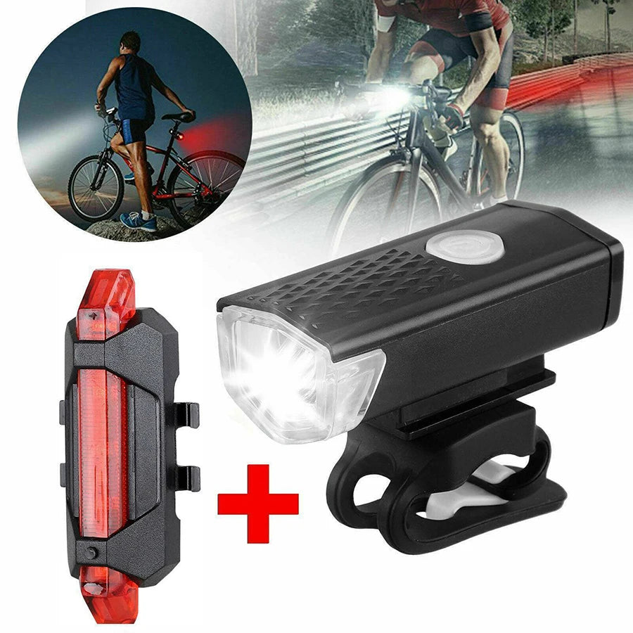 USB LED oplaadbare fietsverlichtingsset MTB racefiets voor- en achterkoplamp
