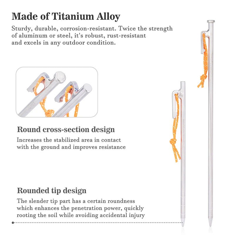 Boundless Voyage Titanium Alloy Tent Pegs Heavy Duty Nails Camping Stakes Hard