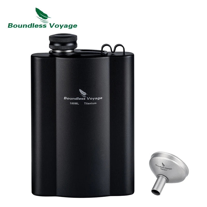 Фляжка Boundless Voyage Titanium Hip Flask 180 мл / 240 мл, ультралегкая, маленькая бутылка для ликера