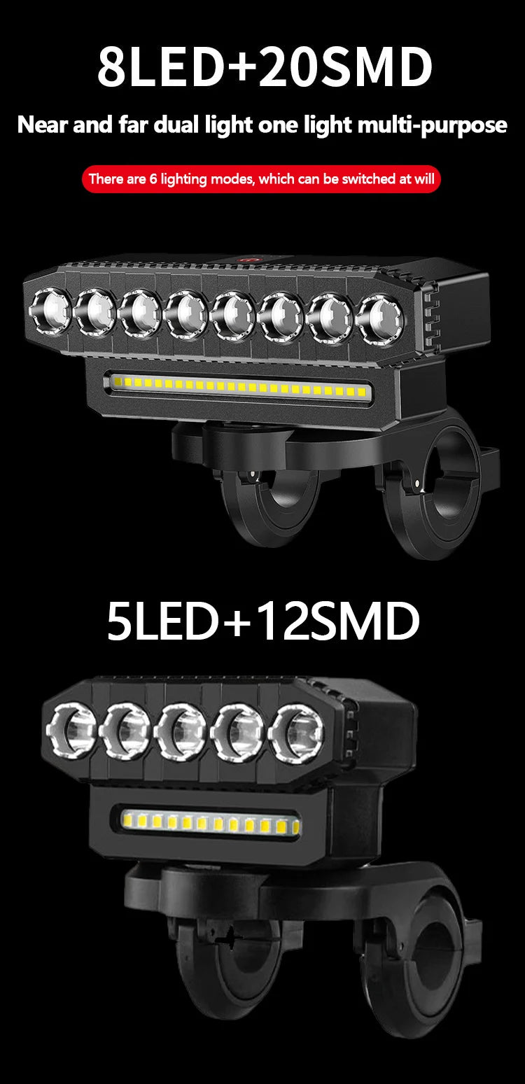 5 8 LED Fiets Koplamp USB Oplaadbaar 130dB Fietshoorn Gemakkelijk te gebruiken