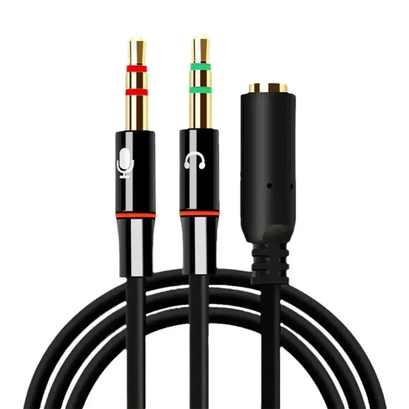 Hoofdtelefoon-microfoon-audioconverter-splitter voor computer 3,5 mm vrouwelijk naar