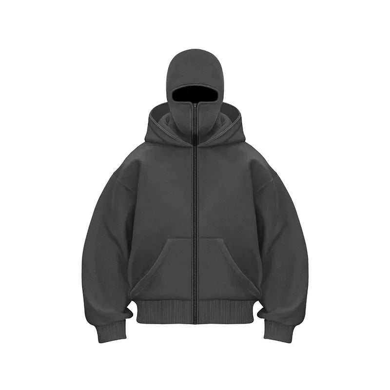 Autumn Ins Hooded Zip Up Sweatshirt Jacket Double Hood Unisex Couple Top for