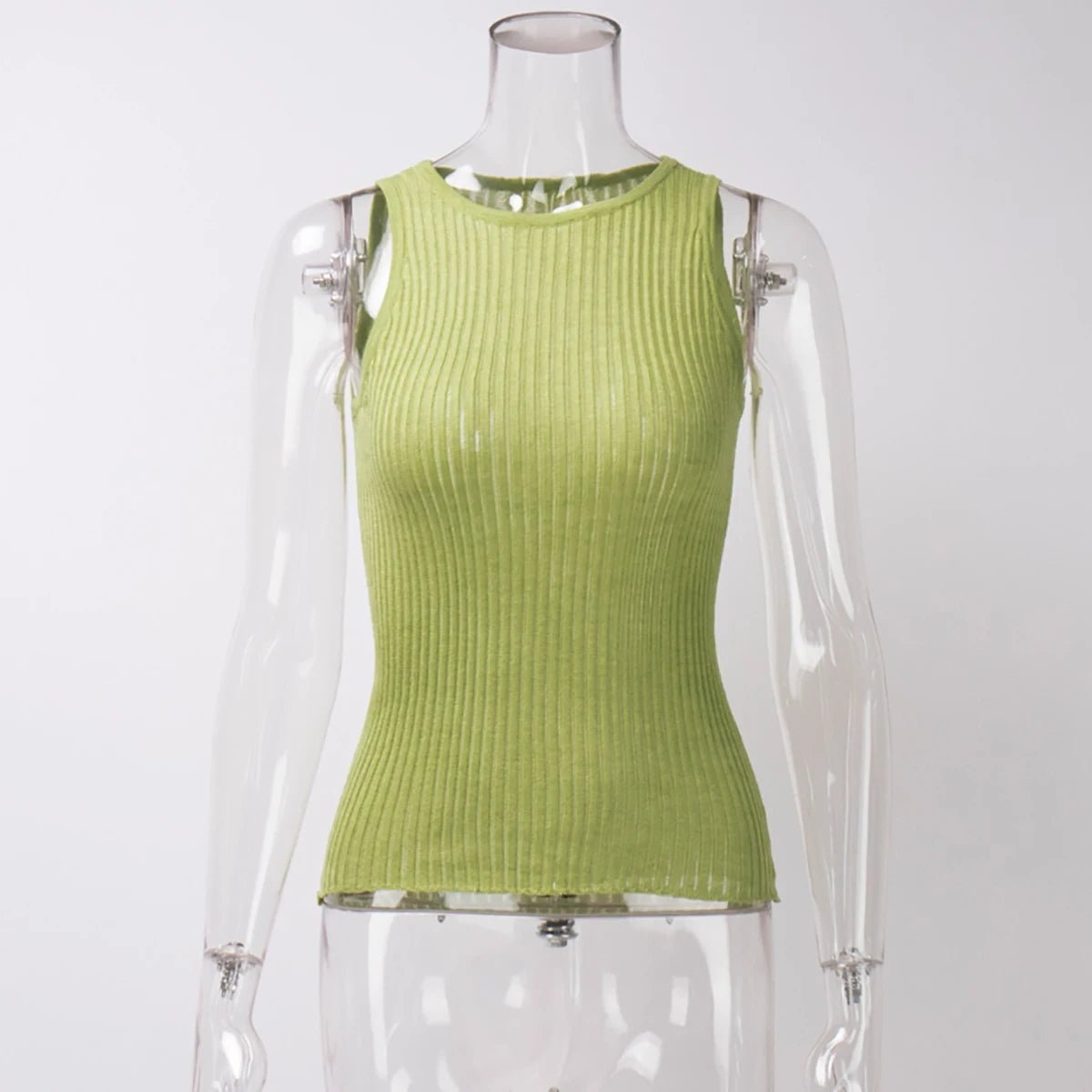 Bornladies Fashion Witte Wol Doorschijnende Dames Tanks Tops Outfit Mouwloos