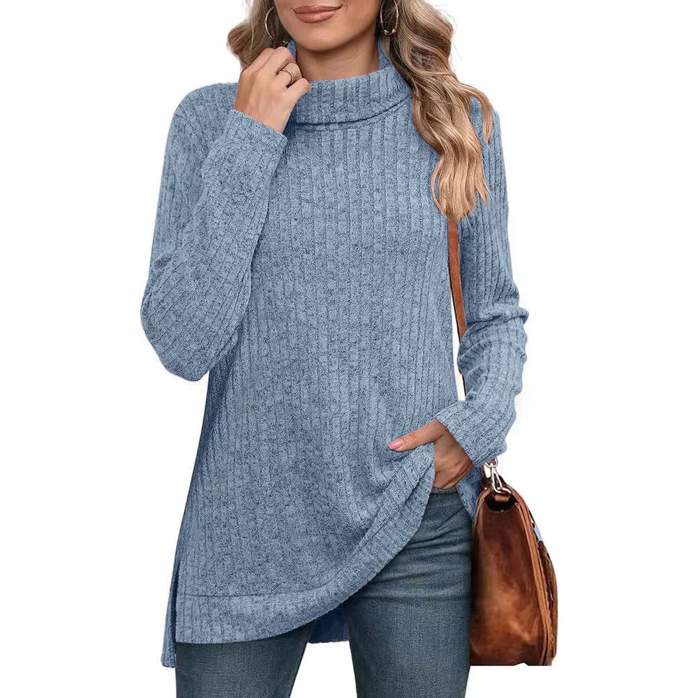 Effen herfst dames oversized coltrui truien lange mouwen