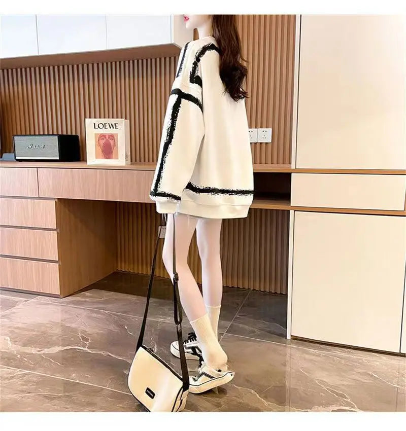 Dameskleding Koreaanse vlinderprint streetwear Y2K sweatshirt casual oversized tuniek hoodie O