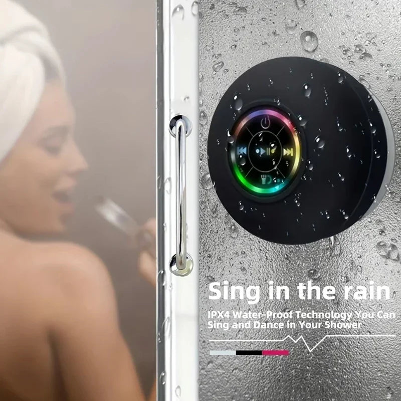 Mini draadloze Bluetooth-luidspreker met zuignap, waterdichte doucheluidspreker met LED