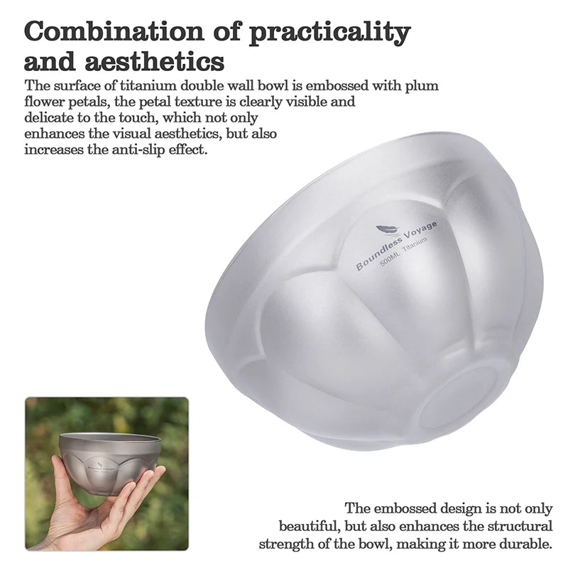 Boundless Voyage 500ml 800ml Titanium Double Wall Insulated Bowl Lightweight