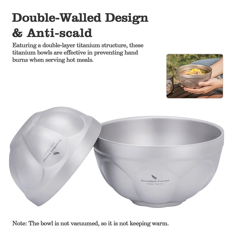 Boundless Voyage 500ml 800ml Titanium Double Wall Insulated Bowl Lightweight