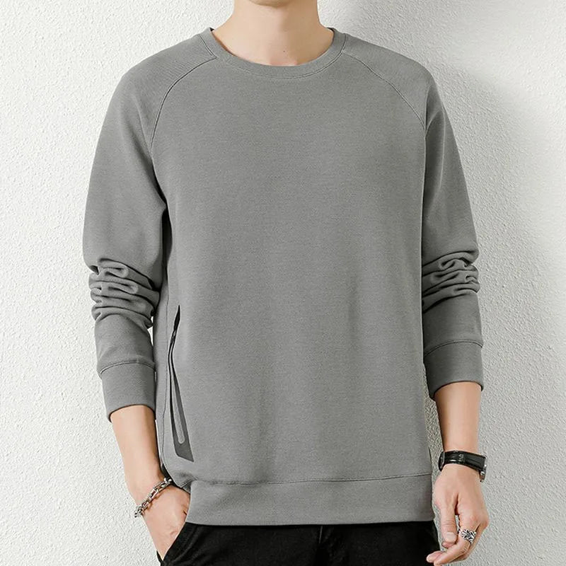Spring and Autumn Fashion Korean Edition Solid Round Neck Loose Versatile and