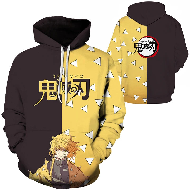 Anime Demon Slayer Kimetsu No Yaiba 3D Hoodies Men Fashion Long Sleeve Sweatshirts Women Casual