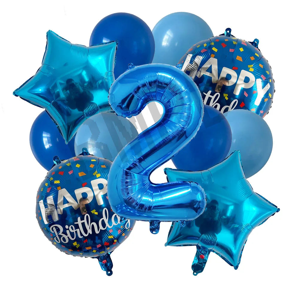 13pcs bag Blue Balloons Mixed Number Balloons Birthday Party Decorations Boys