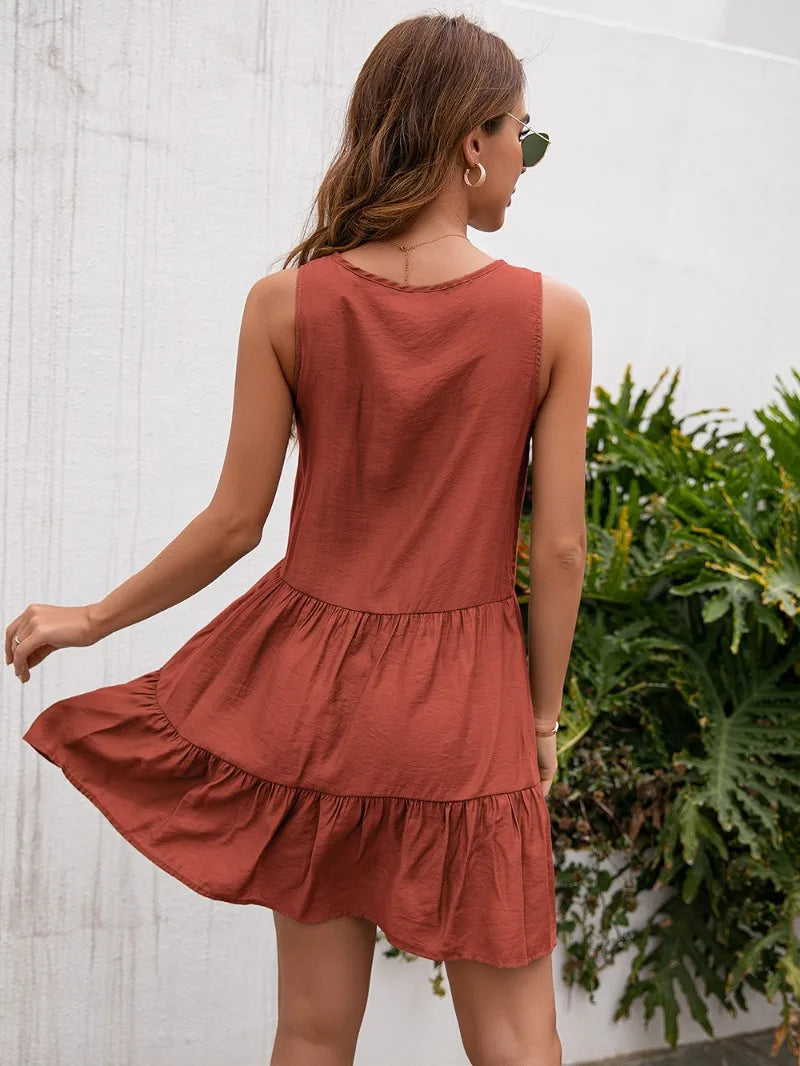 Casual dames zomer kwastjes kant hoge taille mouwloze korte mini-jurk vestido