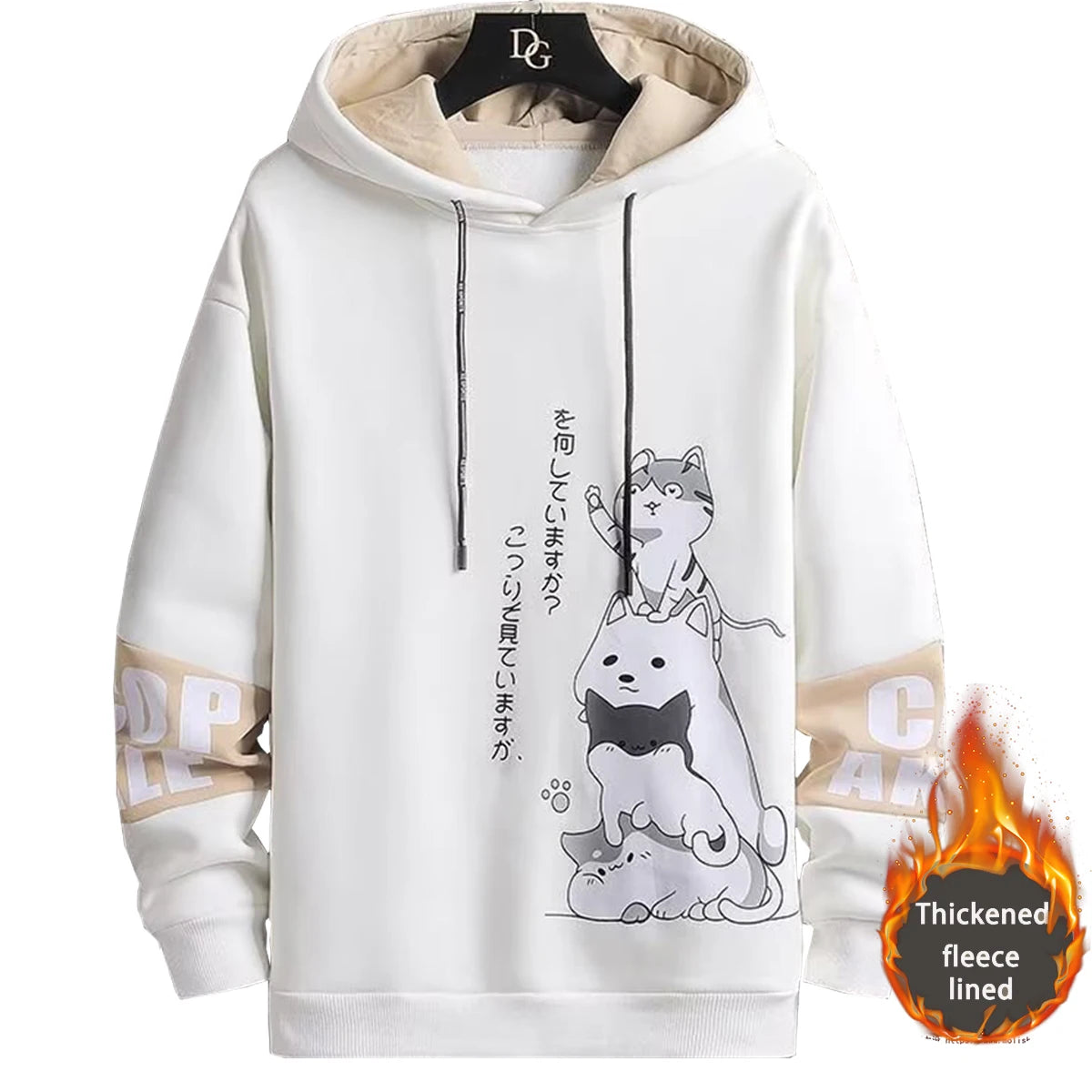 Men s Hooded Sweatshirt With Printed Pattern Thickened Fleece Hoodie Youth Autumn Winter Couple