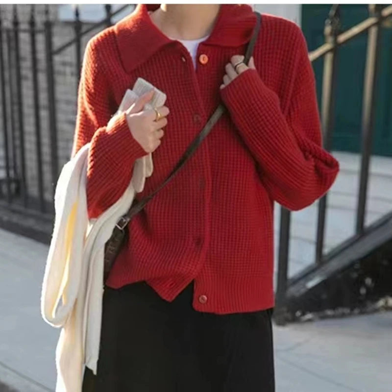 Heliar Dames Gebreide Cardigans Truien Streetwear Enkelrijs Lange Mouw