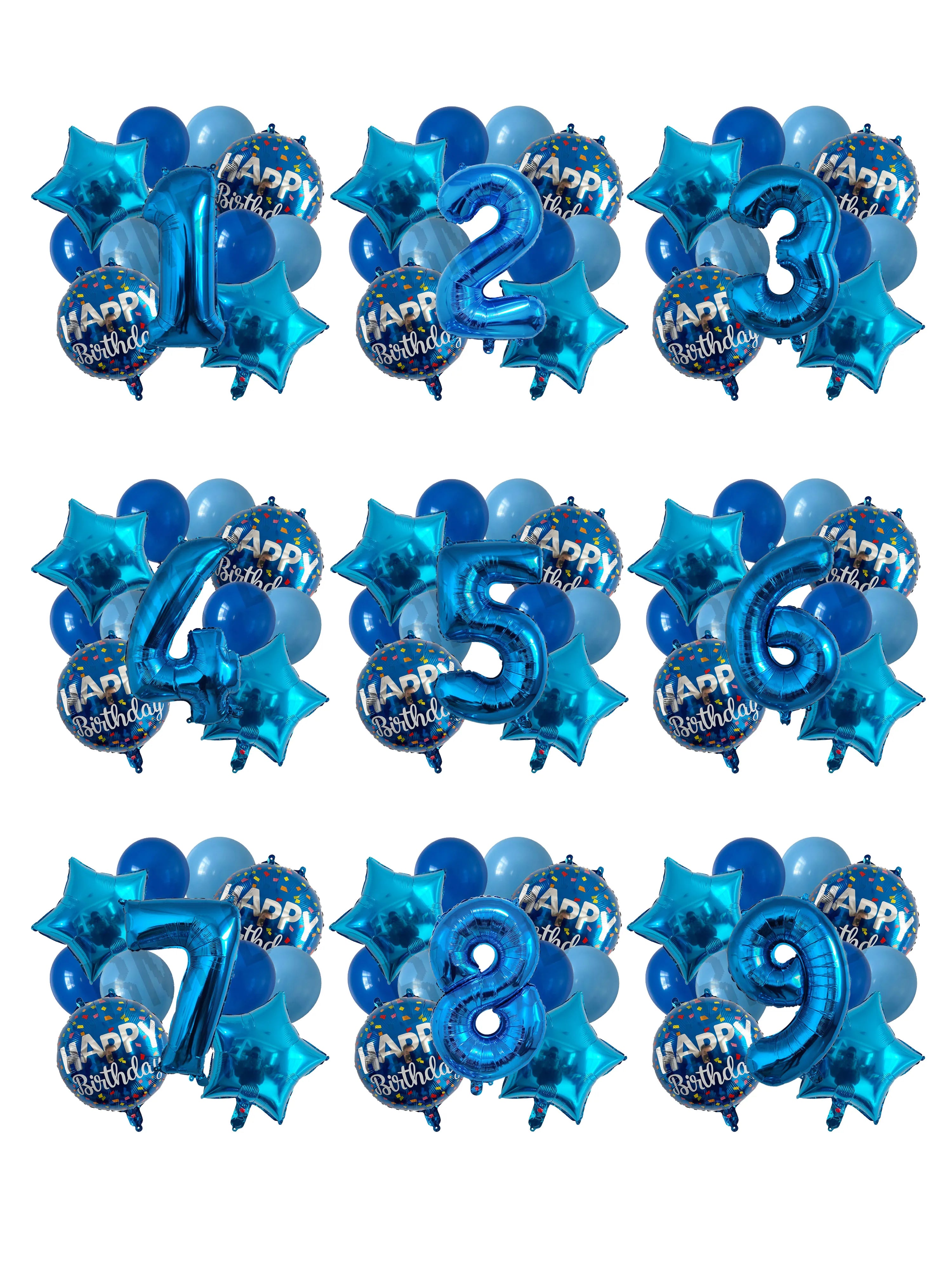 13pcs bag Blue Balloons Mixed Number Balloons Birthday Party Decorations Boys