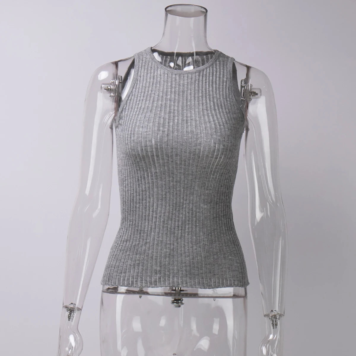Bornladies Fashion Witte Wol Doorschijnende Dames Tanks Tops Outfit Mouwloos