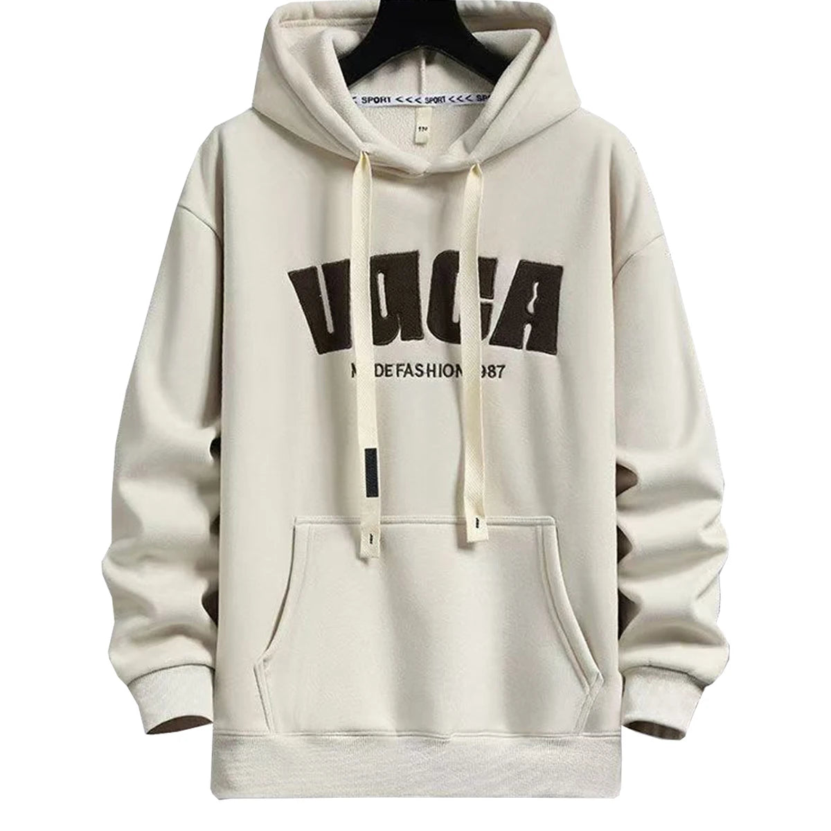 Men s Hoodie With Solid Color Printed Letters Double Layered Thick Hoodie Young People Autumn Winter