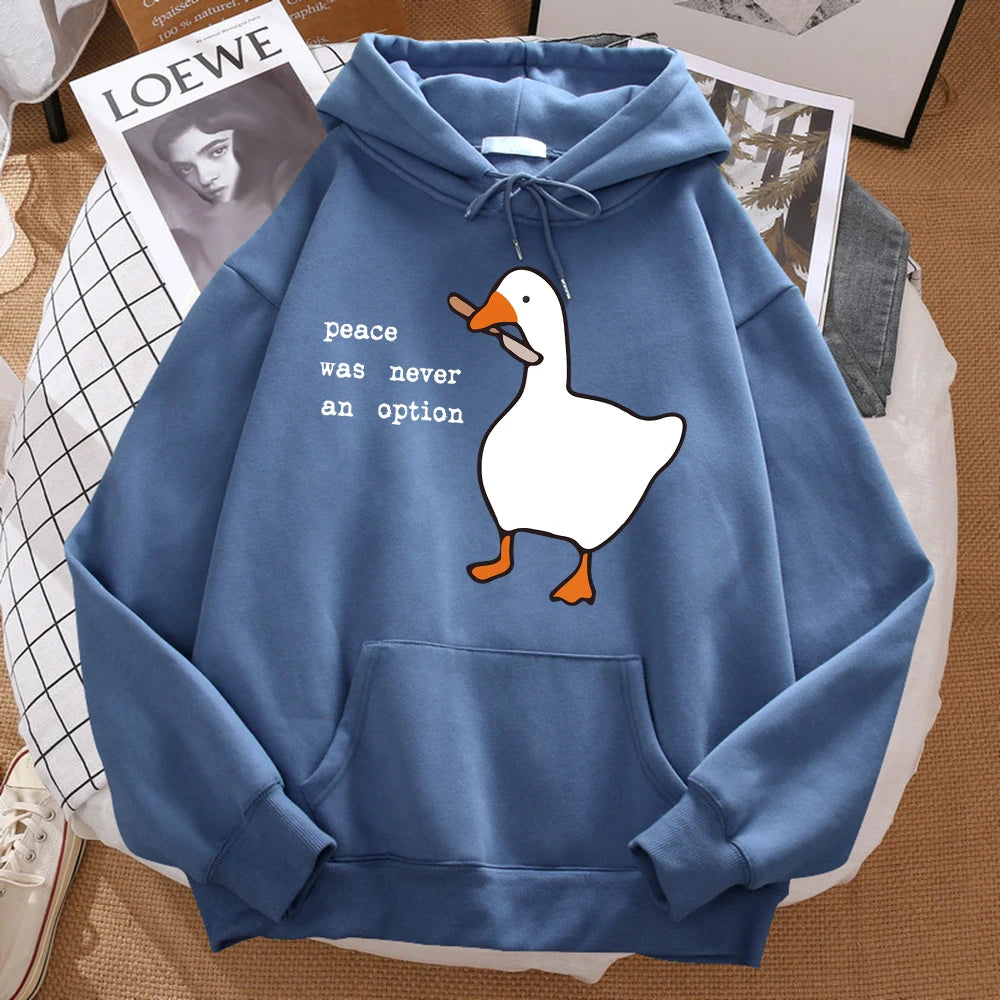 Peace Was Never An Option Printed Sweatshirt Men Street Oversize Autumn Hooded