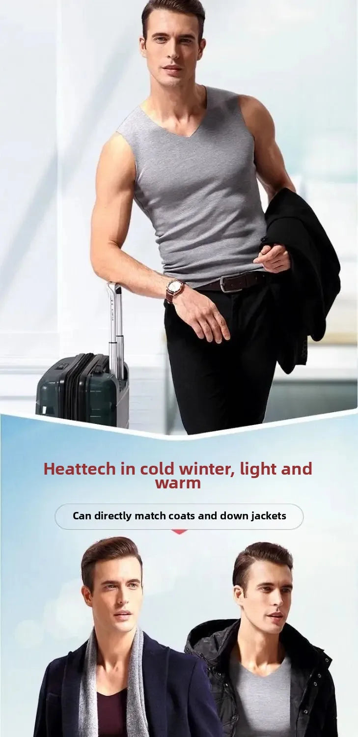 Heren thermisch dubbelzijdig fleece verdikt vest herfst winter naadloos warm