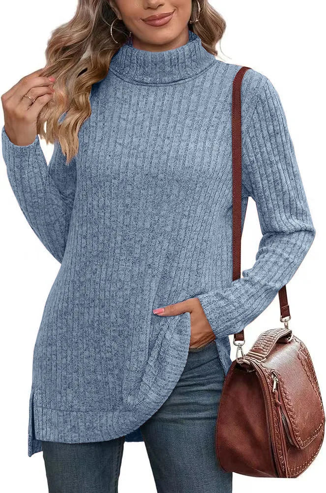 Effen herfst dames oversized coltrui truien lange mouwen