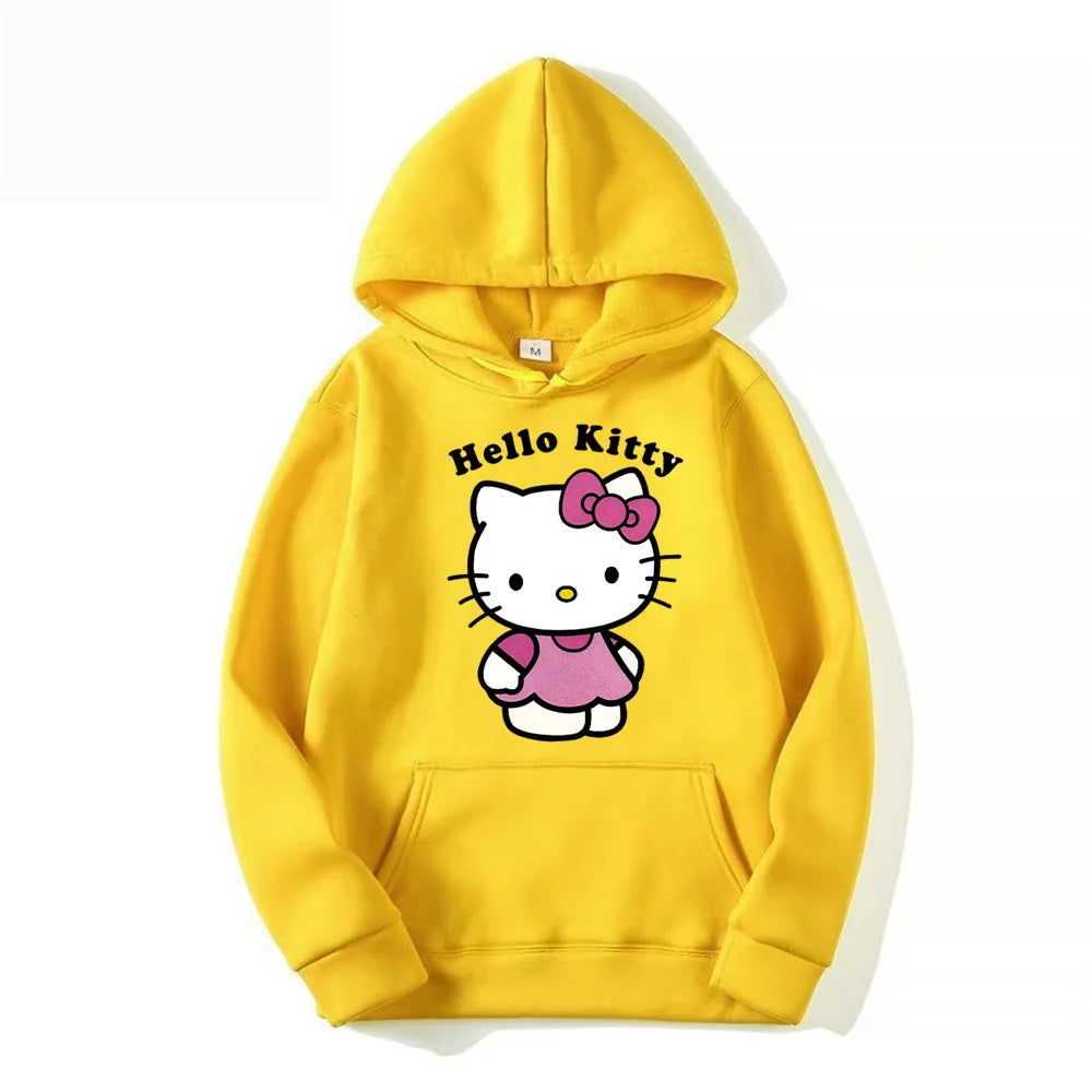 Prachtige Hello Kitty bedrukte hoodies voor dames, warme en comfortabele casual hoodies