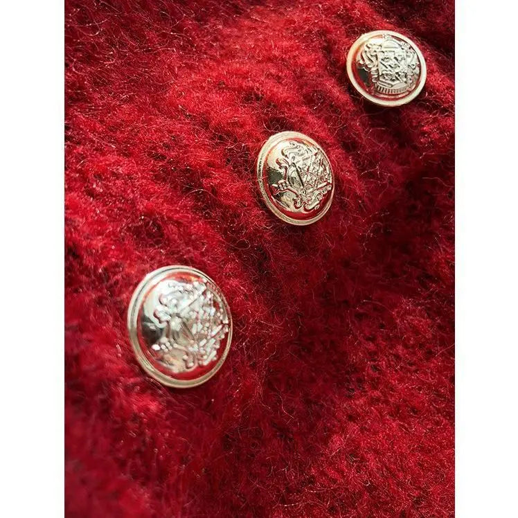 Kerstrode losse trui voor dames, herfst- en wintermode, gebreide top, dik