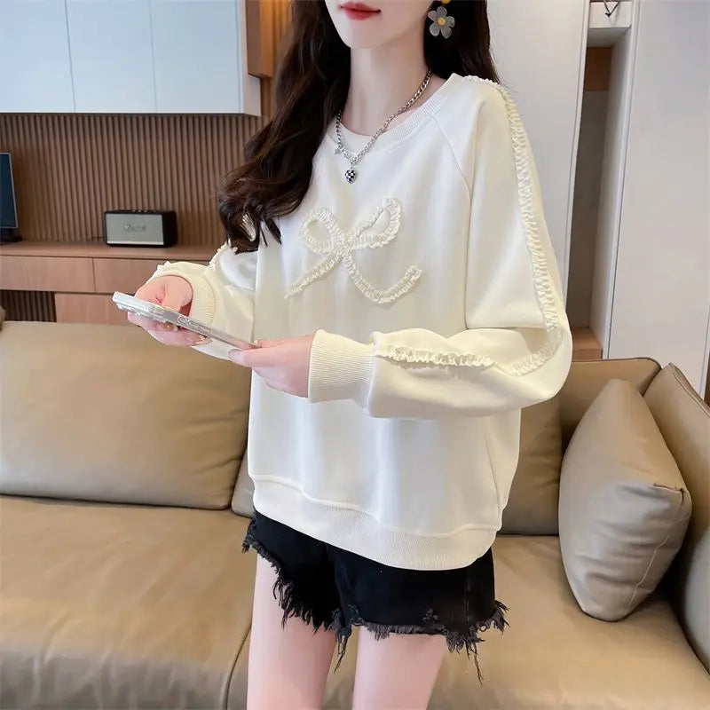 Dames Sweatshirt Los Groot Maat Ontwerp Eenvoudig Leeftijdsverminderend Afslankend Vleesbedekkende Trui Lang