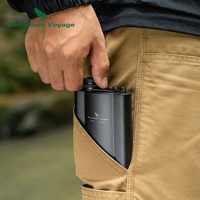Фляжка Boundless Voyage Titanium Hip Flask 180 мл / 240 мл, ультралегкая, маленькая бутылка для ликера