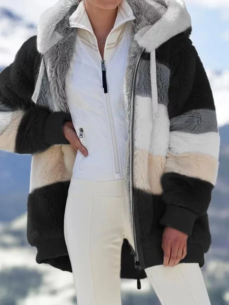 Oversized jas voor dames, herfst/winter, warme, zachte capuchon met capuchon