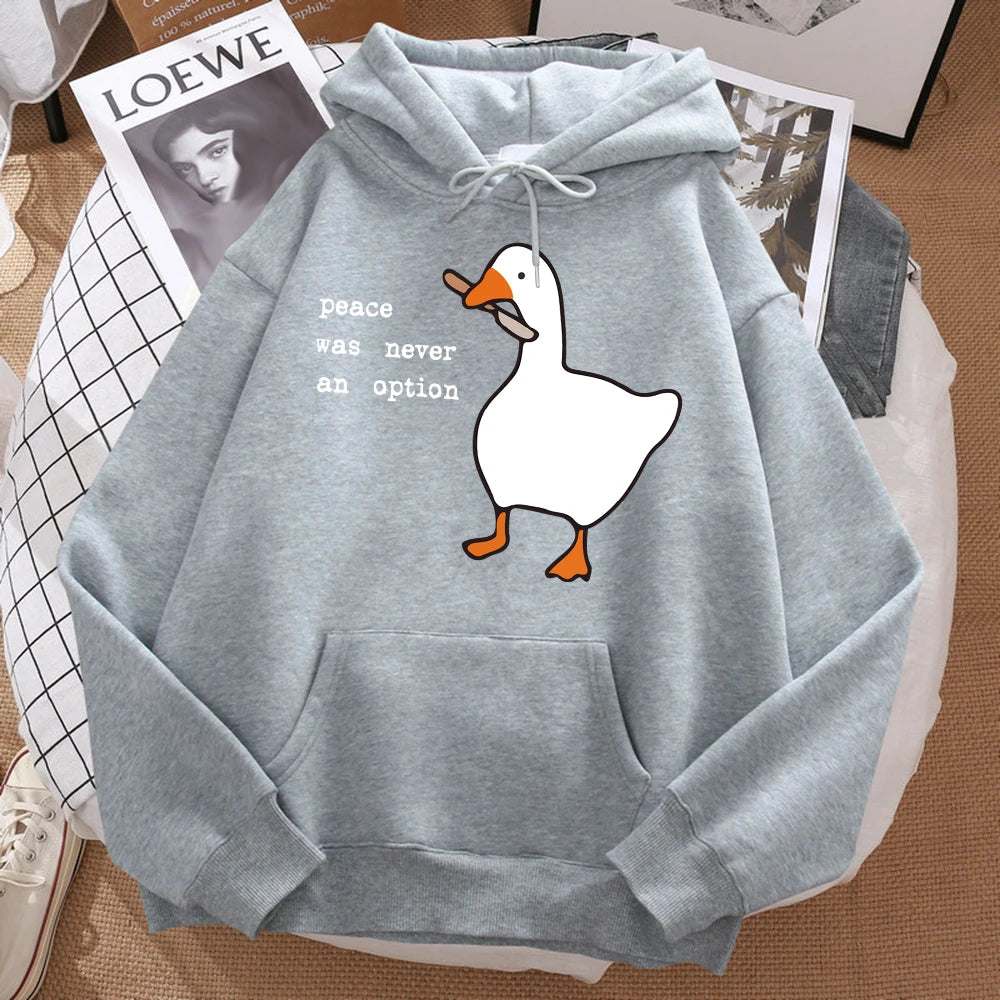 Peace Was Never An Option Printed Sweatshirt Men Street Oversize Autumn Hooded