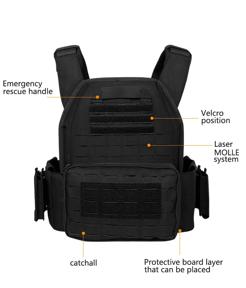Tactical Plate Carrier Quick Release Fast Adjust Cummerbund Laser Cut Vest
