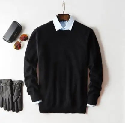 Classic Pullover V Neck Sweater Men Autumn Winter Cashmere Cotton Blend Warm Jumper Clothes Pull