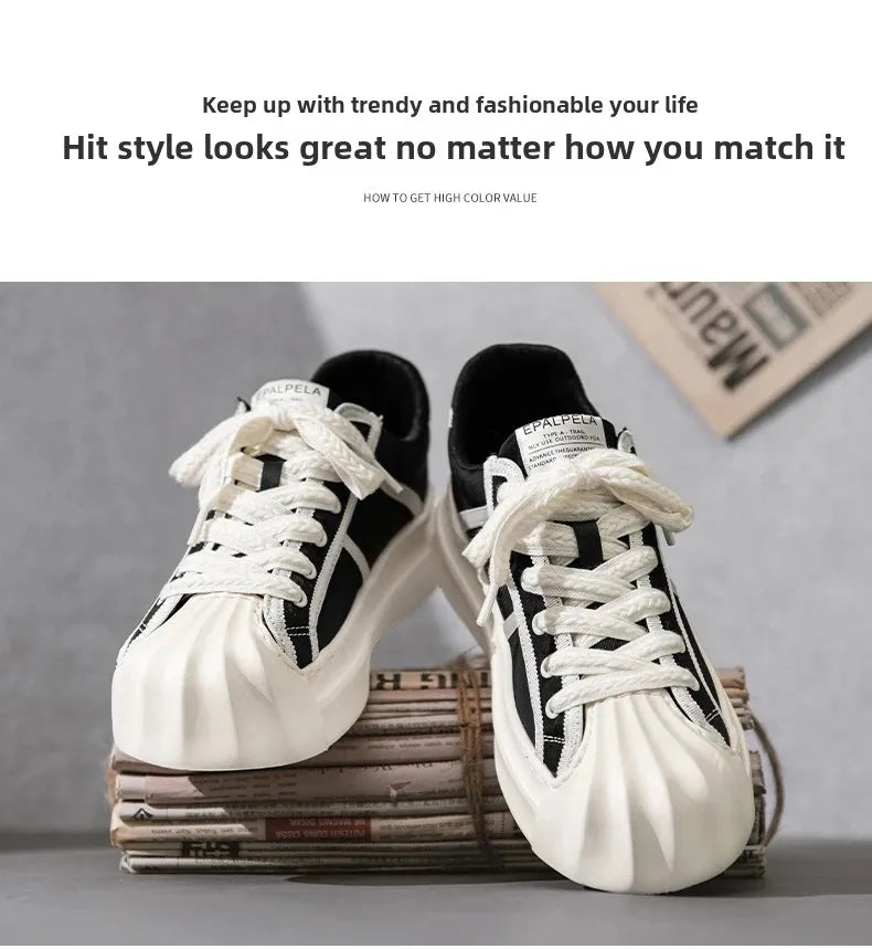 Casual Trendy Summer Shell Head Men s Shoes Breathable Niche Design Sensibility Sports White