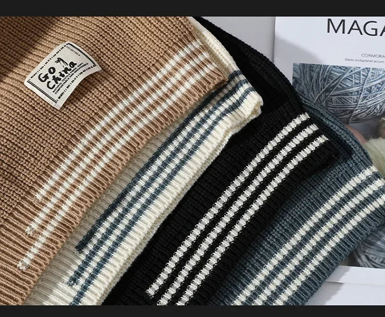 Casual round Neck Knitted Sweater Men s Base Layer Trendy Autumn Winter Style